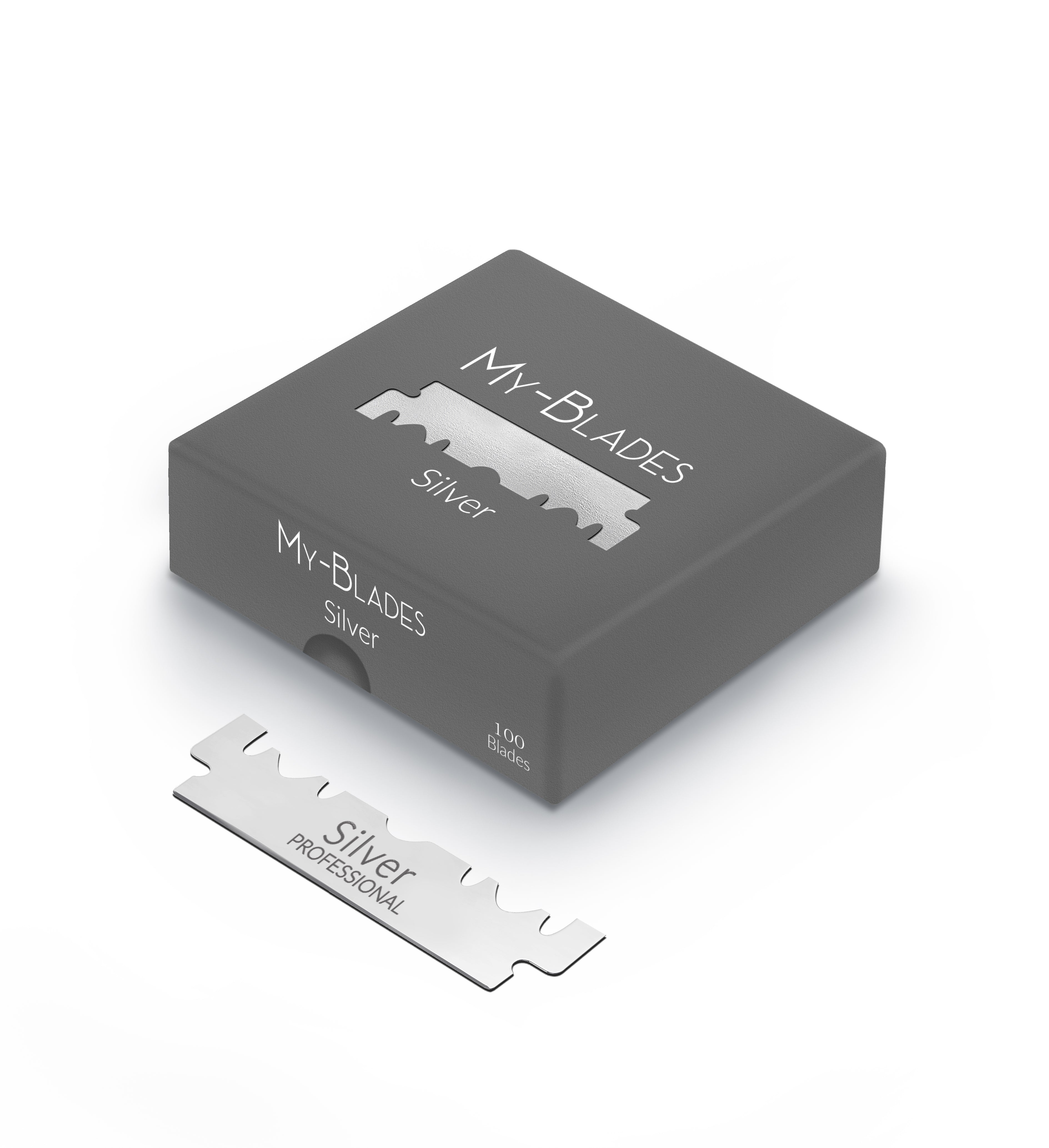 Prata - Lâminas de barbear de borda única - 100pcs